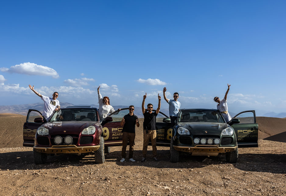 Clients having the time of their life after Agafay Cayenne Experience - Off-Road Porsche experience